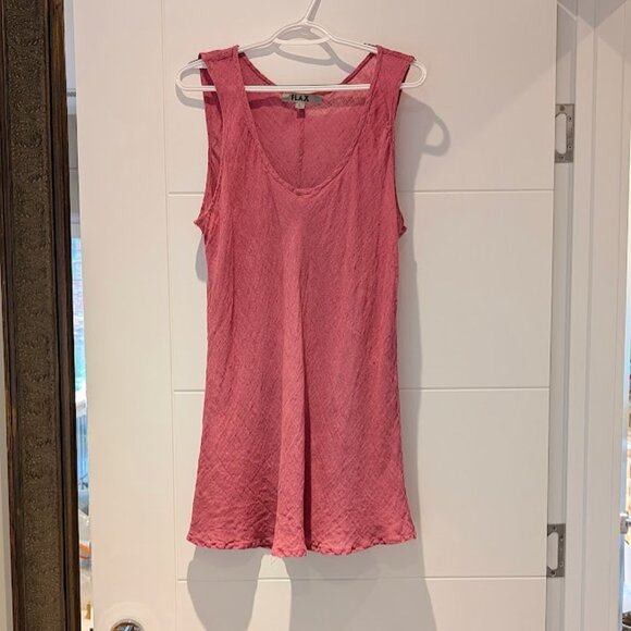 (L) Flax Linen Tunic Raspberry Pink - Picture 1 of 9